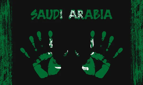 Drapeau Vectoriel Arabie Saoudite Sous Forme Paumes Paisibles Avec Texte — Image vectorielle