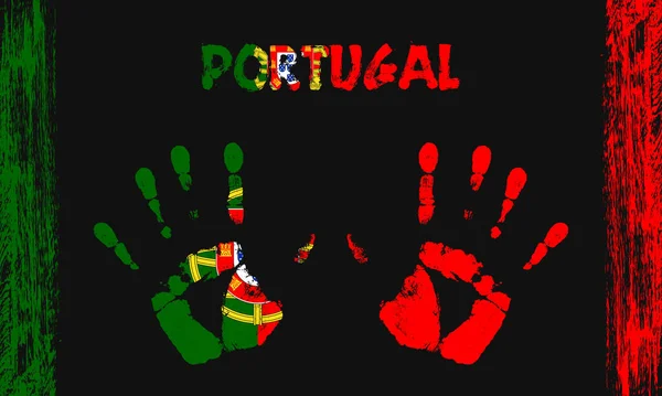 Vektor Flagge Von Portugal Form Friedlicher Palmen Mit Text Und — Stockvektor