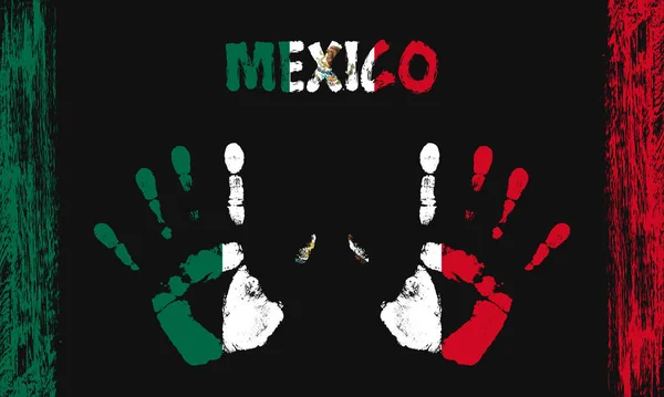 Bandiera Vettoriale Del Messico Sotto Forma Palme Pacifiche Con Testo — Vettoriale Stock