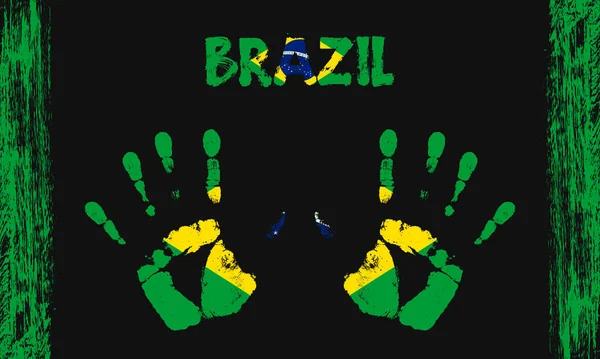 Bandeira Vetorial Brasil Forma Palmas Pacíficas Com Texto Pinceladas Fundo — Vetor de Stock