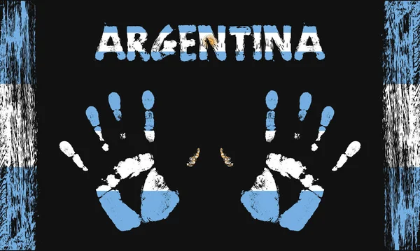 阿根廷的矢量旗帜 以和平的手掌为形式 文字和笔划在黑色背景上 — 图库矢量图片
