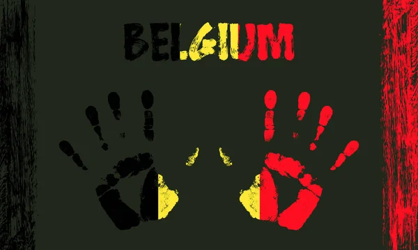Vectorvlag Van België Vorm Van Vredige Palmen Met Tekst Penseelstreken — Stockvector