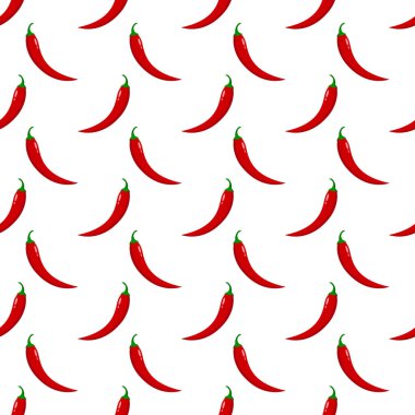 Kusursuz desenli beyaz arka planda kırmızı acı biber..