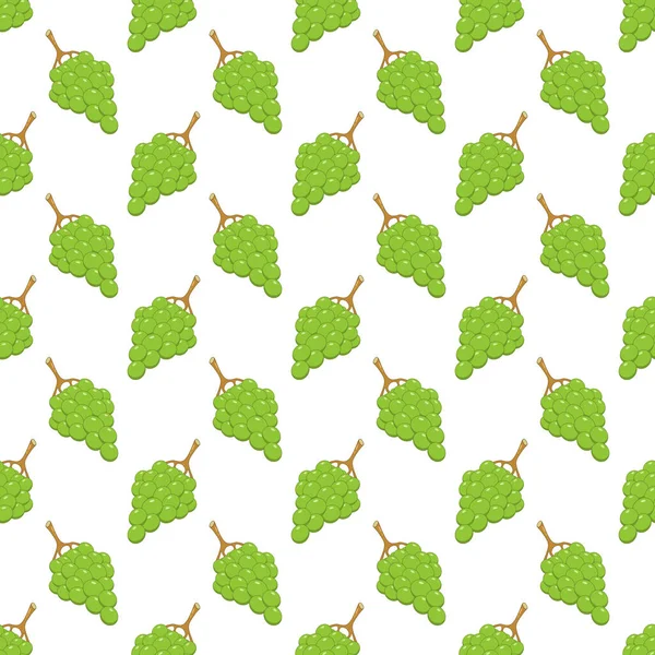 Векторный Бесшовный Узор Зеленого Винограда Белом Фоне — стоковый вектор