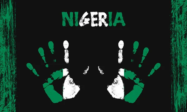 Bandiera Vettoriale Della Nigeria Sotto Forma Palme Pacifiche Con Testo — Vettoriale Stock