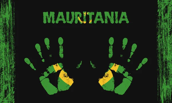 Bandera Vectorial Las Islas Mauritania Forma Palmas Pacíficas Con Texto — Vector de stock