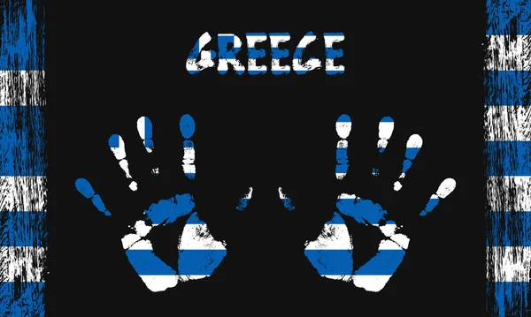 Yunanistan Siyah Zemin Üzerinde Yazılı Fırça Darbeleriyle Barışçıl Avuçlar Şeklinde — Stok Vektör