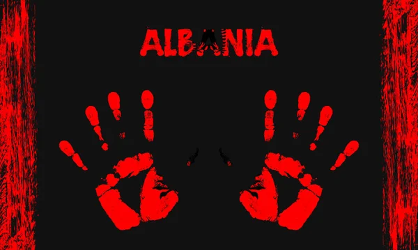 Bandera Vectorial Albania Forma Palmas Pacíficas Con Texto Pinceladas Sobre — Vector de stock