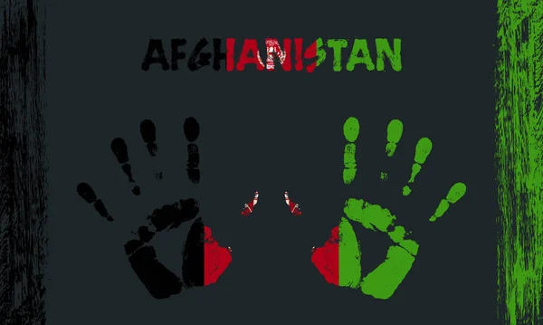 Drapeau Vectoriel Afghanistan Sous Forme Paumes Paisibles Avec Texte Coups — Image vectorielle