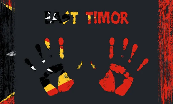 Drapeau Vectoriel Timor Oriental Sous Forme Paumes Paisibles Avec Texte — Image vectorielle