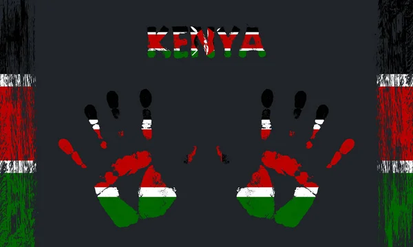 Bandiera Vettoriale Del Kenya Sotto Forma Palme Pacifiche Con Testo — Vettoriale Stock