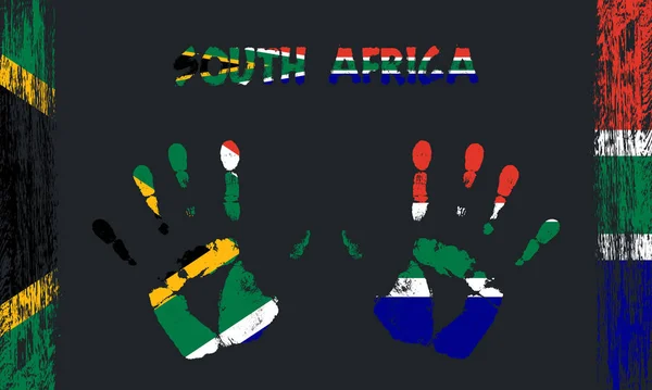 Bandiera Vettoriale Del Sudafrica Sotto Forma Palme Pacifiche Con Testo — Vettoriale Stock
