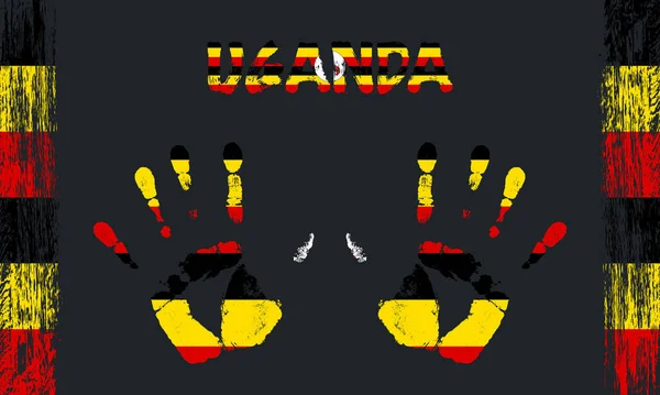 Drapeau Vectoriel Ouganda Sous Forme Paumes Paisibles Avec Texte Coups — Image vectorielle