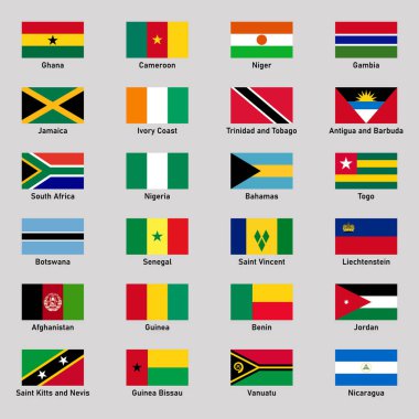 Düz stilde farklı ülkelerin bayrakları.