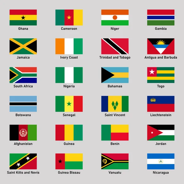 Set Banderas Diferentes Países Estilo Plano — Archivo Imágenes Vectoriales