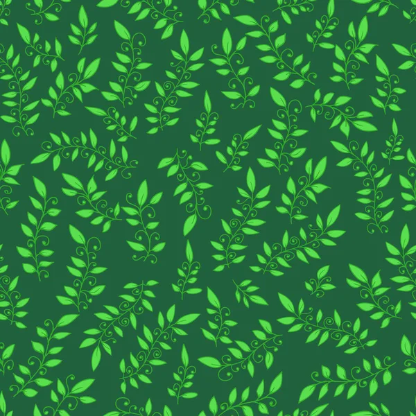 Бесшовный Шаблон Зеленых Листьев Плоский Векторный Шаблон — стоковый вектор