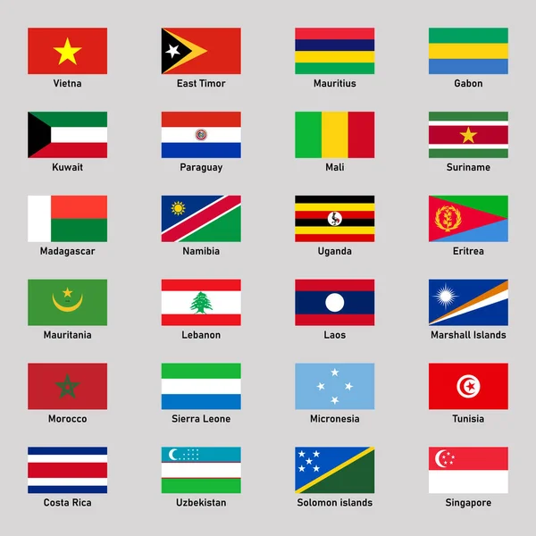 Σετ Σημαιών Από Διαφορετικές Χώρες Της Περιοχής Επίπεδο Στυλ — Διανυσματικό Αρχείο