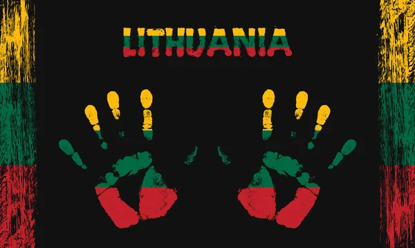 Bandeira Vetorial Lituânia Forma Palmas Pacíficas Com Texto Pinceladas Fundo —  Vetores de Stock