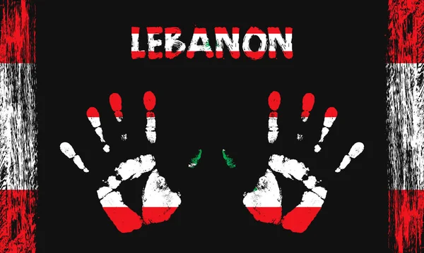 Drapeau Vectoriel Liban Sous Forme Paumes Paisibles Avec Texte Coups — Image vectorielle
