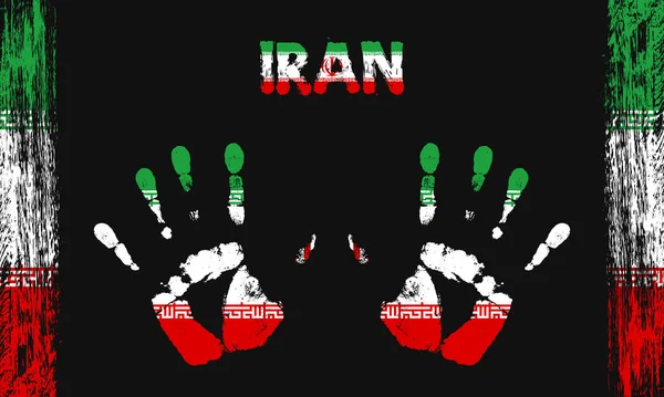 Drapeau Vectoriel Iran Sous Forme Paumes Paisibles Avec Texte Coups — Image vectorielle