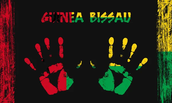 Vektorová Vlajka Guineje Bissau Podobě Mírových Palem Textem Tahy Štětcem — Stockový vektor