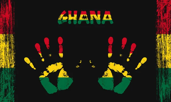 Vektorová Vlajka Ghany Podobě Mírových Dlaní Textem Tahy Štětcem Černém — Stockový vektor