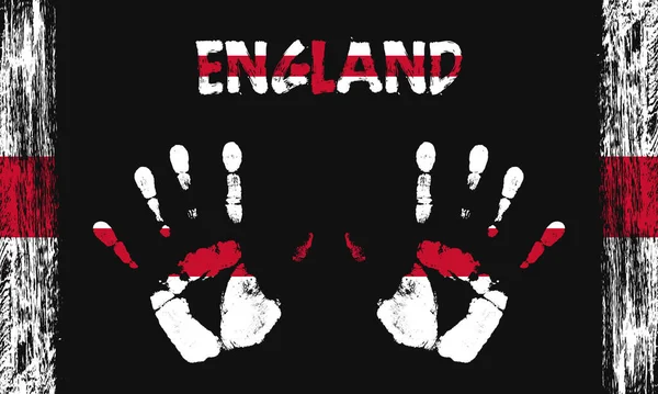 Vektor Flagga England Form Fredliga Handflator Med Text Och Penseldrag — Stock vektor