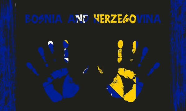 Bandera Vectorial Bosnia Herzegovina Forma Palmas Pacíficas Con Texto Pinceladas — Vector de stock