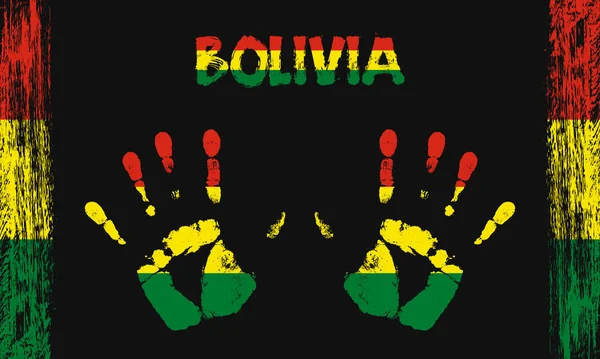 Bandeira Vetorial Bolívia Forma Palmas Pacíficas Com Texto Pinceladas Fundo —  Vetores de Stock
