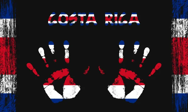 Σημαία Διάνυσμα Της Κόστα Ρίκα Μορφή Ειρηνικών Παλάμες Κείμενο Και — Διανυσματικό Αρχείο