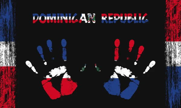 Σημαία Διάνυσμα Της Δομινικανής Δημοκρατίας Μορφή Ειρηνικών Παλάμες Κείμενο Και — Διανυσματικό Αρχείο