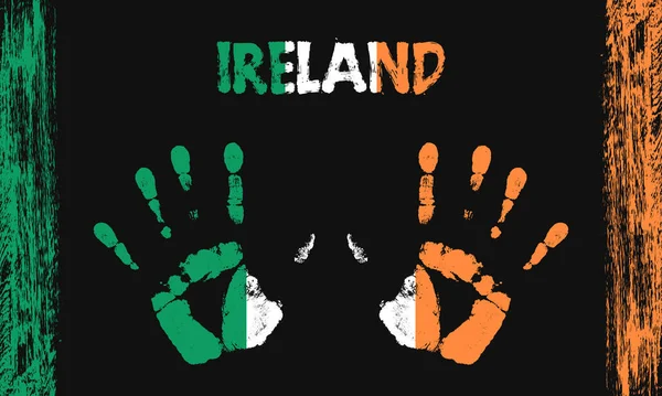 Bandiera Vettoriale Dell Irlanda Sotto Forma Palme Pacifiche Con Testo — Vettoriale Stock