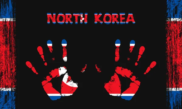 Vectorvlag Van Noord Korea Vorm Van Vreedzame Handpalmen Met Tekst — Stockvector