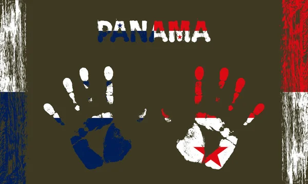 Bandera Vectorial Panamá Forma Palmas Pacíficas Con Texto Pinceladas Sobre — Vector de stock
