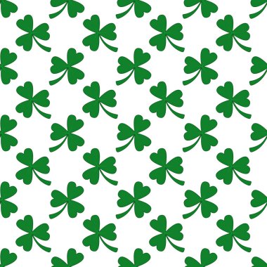 Clover leaves seamless pattern isolated on white background.