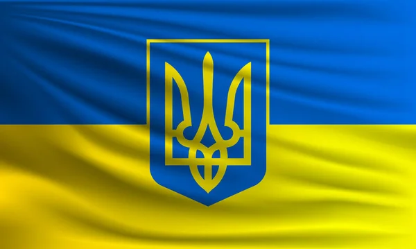 Векторний Прапор України Розмахує Ілюстрацією Задньому Плані — стоковий вектор