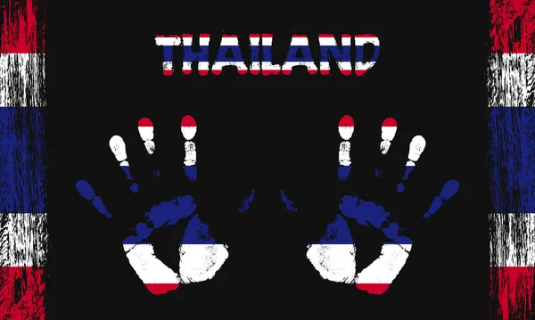 Vektor Zászló Thaiföld Formájában Békés Tenyerek Szöveges Ecsetvonások Fekete Alapon — Stock Vector