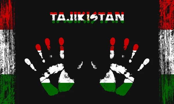 Drapeau Vectoriel Tadjikistan Sous Forme Paumes Paisibles Avec Texte Coups — Image vectorielle