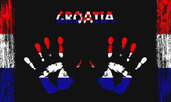 Hırvatistan Siyah Zemin Üzerinde Yazı Fırça Darbeleri Bulunan Barışçıl Avuçlar — Stok Vektör