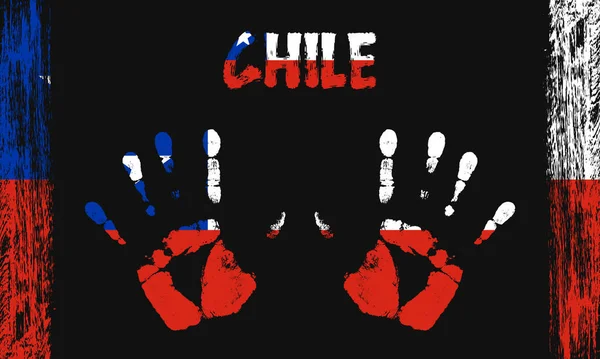 Vektorová Vlajka Chile Podobě Mírových Dlaní Textem Tahy Štětcem Černém — Stockový vektor