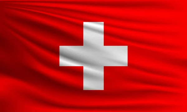 Bandeira Vetorial Suíça Acenando Closeup Estilo Fundo Ilustração —  Vetores de Stock