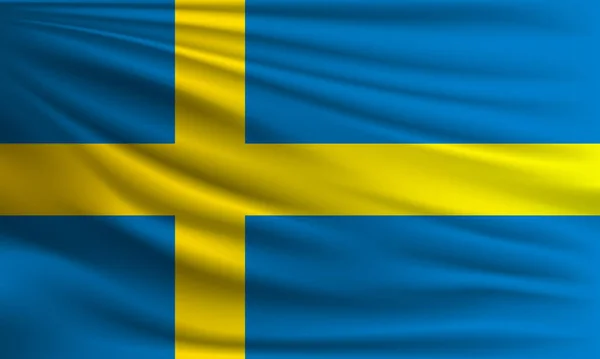 Vector Vlag Van Zweden Zwaaien Closeup Stijl Achtergrond Illustratie — Stockvector
