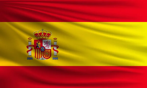 Vektor Flagga Spanien Viftande Närbild Stil Bakgrund Illustration — Stock vektor