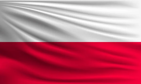 Vektor Flagga Polen Viftande Närbild Stil Bakgrund Illustration — Stock vektor