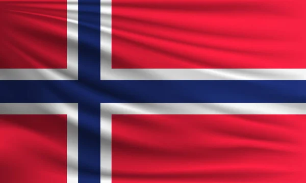 挪威的矢量旗帜挥动特写风格背景图解 — 图库矢量图片