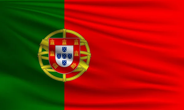 Bandeira Vetorial Portugal Acenando Closeup Estilo Fundo Ilustração — Vetor de Stock
