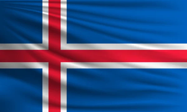 Bandera Vectorial Islandia Ondeando Primer Plano Estilo Fondo Ilustración — Archivo Imágenes Vectoriales