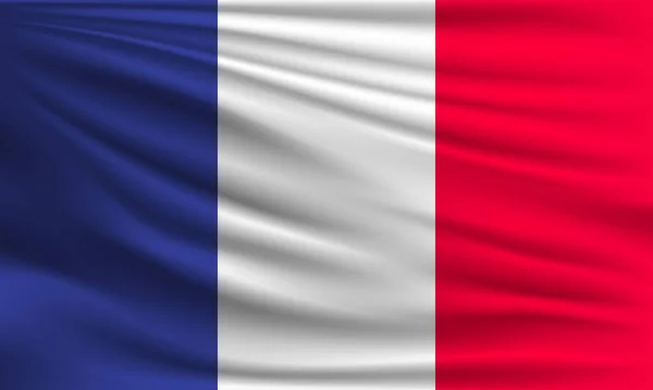 Bandera Vectorial Francia Ondeando Primer Plano Estilo Fondo Ilustración — Archivo Imágenes Vectoriales