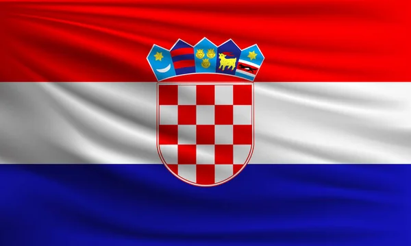 Vektor Flagge Von Kroatien Schwenken Nahaufnahme Stil Hintergrund Illustration — Stockvektor