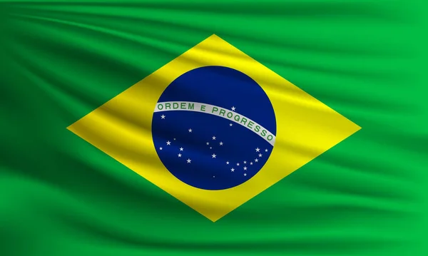 Vector Flag Brazil Waving Closeup Style Background Illustration — Stock Vector